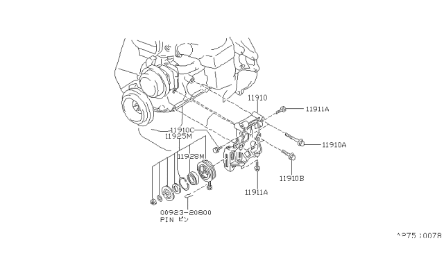 1989 Nissan Sentra Pin Snap Diagram for 00923-20800