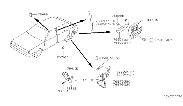 1988 Nissan Sentra Body Side Fitting Diagram 4