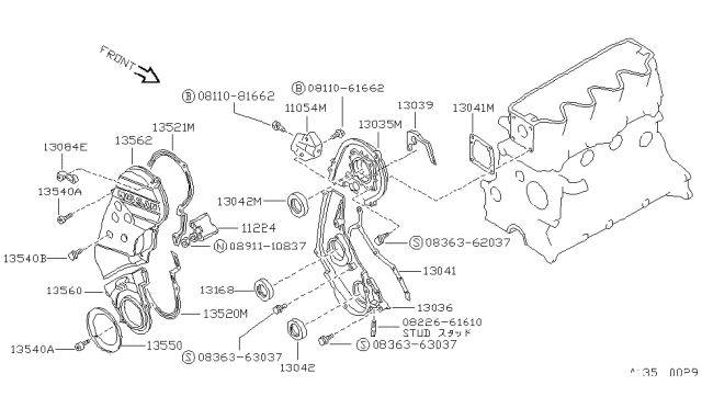 1989 Nissan Sentra Seal-Oil CRANKSHAFT Front Diagram for 13510-77A05