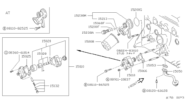 1989 Nissan Sentra Oil Strainer Diagram for 15050-77A00