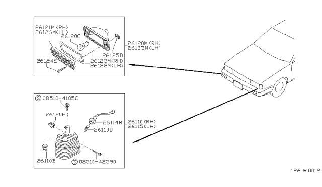 1989 Nissan Sentra Front Combination Lamp Diagram 2