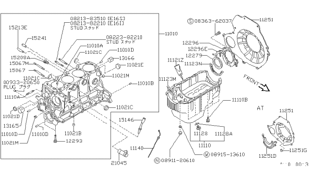 1987 Nissan Sentra Cylinder Block & Oil Pan Diagram 1