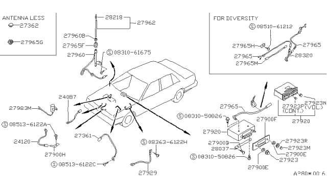 1987 Nissan Sentra Cable-Earth Bonding Diagram for 28360-F5910