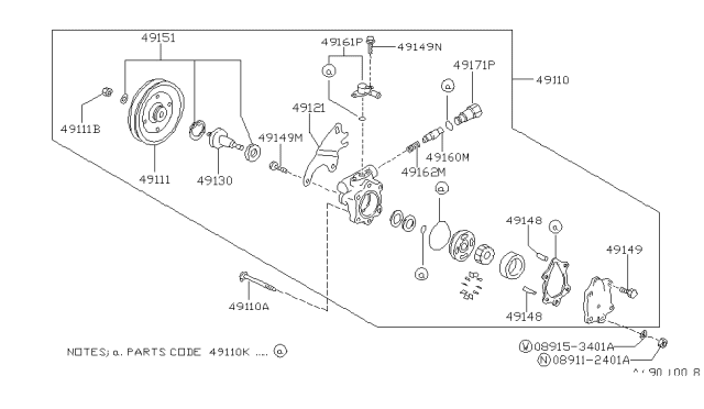 1988 Nissan Sentra Connector Assembly-Power Steer Pump Diagram for 49170-50A20