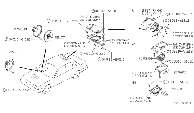 1989 Nissan Sentra Spacer Diagram for 28192-61A00