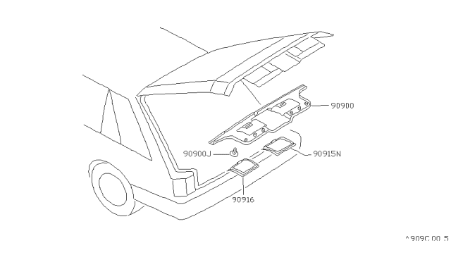 1988 Nissan Sentra Back Door Trimming Diagram 3