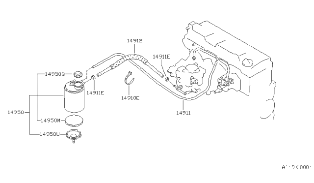 1988 Nissan Sentra CANISTER-EVAP Diagram for 14950-37A00