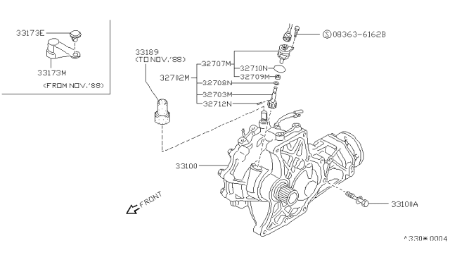 1988 Nissan Sentra PINION SPEEDOMETER Diagram for 32703-06R22