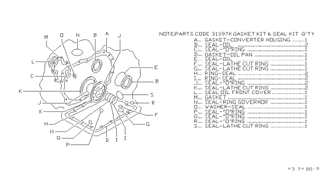 1989 Nissan Sentra Kit-GASKET/SEAL Auto Transmission Diagram for 31397-01X29