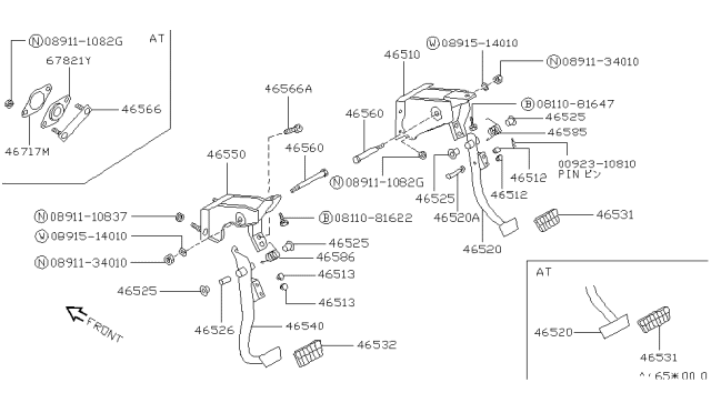 1987 Nissan Sentra Brake & Clutch Pedal Diagram