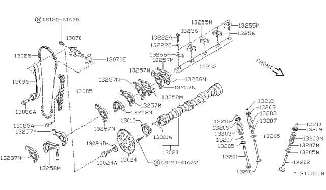 1988 Nissan Sentra Camshaft & Valve Mechanism Diagram 2