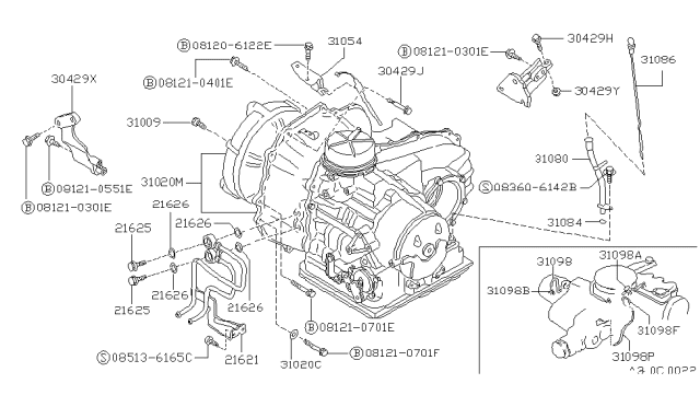 1988 Nissan Sentra Bolt-Gusset Diagram for 01121-03911