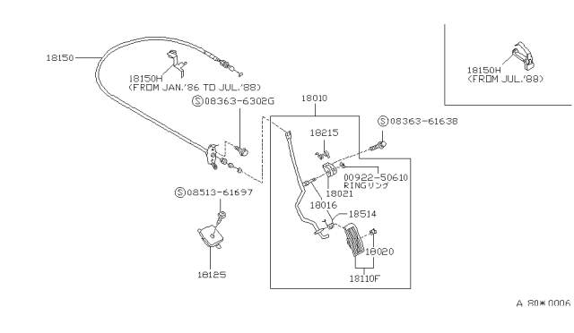1988 Nissan Sentra Wire-Accelerator Diagram for 18201-69A00