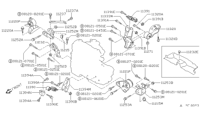 1989 Nissan Sentra Engine & Transmission Mounting Diagram 4