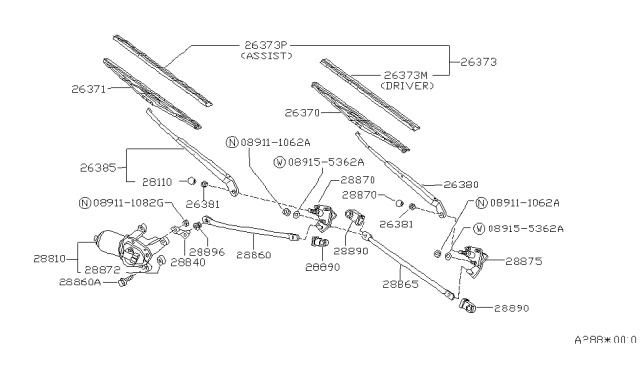 1988 Nissan Sentra Windshield Wiper Diagram