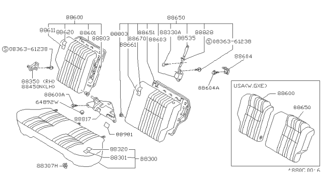 1987 Nissan Sentra Rear Seat Diagram 4