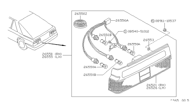 1989 Nissan Sentra Rear Combination Lamp Diagram 2