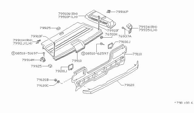 1988 Nissan Sentra Rear,Back Panel & Fitting Diagram 3