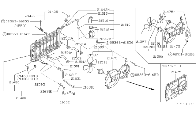 1989 Nissan Sentra Radiator,Shroud & Inverter Cooling Diagram 1