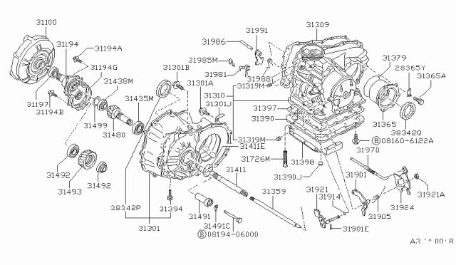 1987 Nissan Sentra Case Assembly-Trans Diagram for 31310-01X18