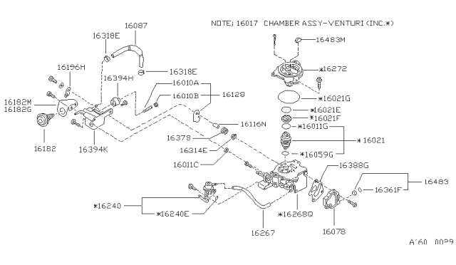 1987 Nissan Sentra Pressure Regulator Diagram for 16240-D4400
