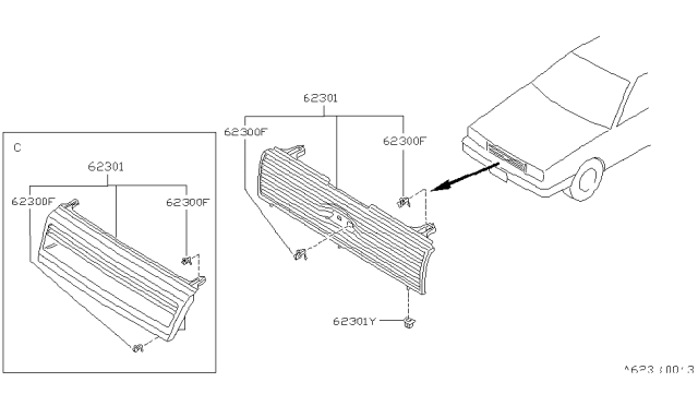 1988 Nissan Sentra Front Grille Diagram 1