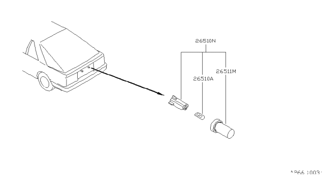 1987 Nissan Sentra Lens-Licence Lamp Diagram for 26511-57A00