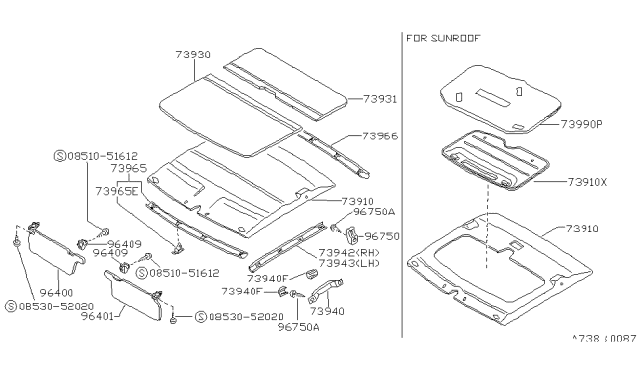 1988 Nissan Sentra Roof Trimming Diagram 1