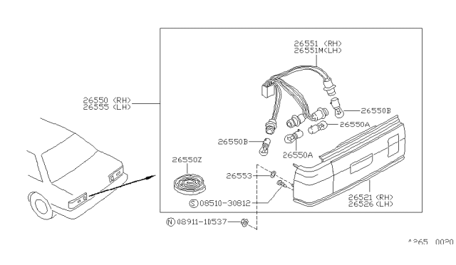 1990 Nissan Sentra Rear Combination Lamp Diagram 2