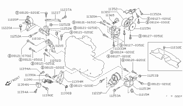 1987 Nissan Sentra Engine & Transmission Mounting Diagram 6