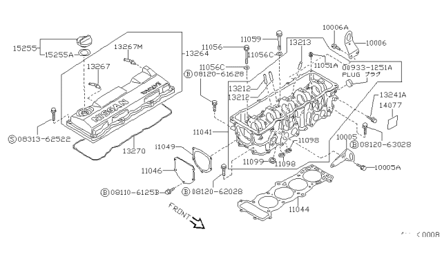 1990 Nissan Sentra Gasket-Head Cover, Cylinder Head Diagram for 11049-77A10