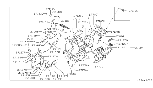 1988 Nissan Sentra Heating Unit-Front Diagram for 27110-62A01