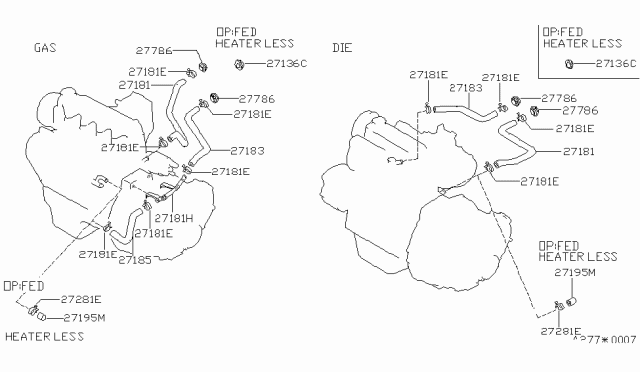 1988 Nissan Sentra Hose-Water Heater 2 Diagram for 92412-84A01