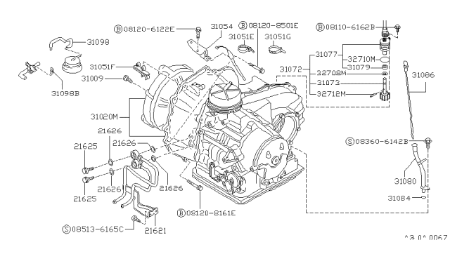 1988 Nissan Sentra Auto Transmission,Transaxle & Fitting Diagram 3