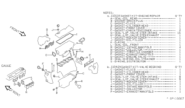1988 Nissan Sentra Engine Gasket Kit Diagram 2