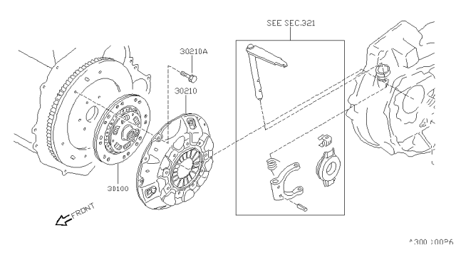 1989 Nissan Sentra Clutch Cover,Disc & Release Parts Diagram 1