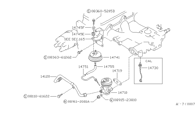 1987 Nissan Sentra EGR Parts Diagram 2