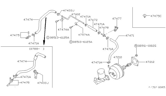 1990 Nissan Sentra Brake Servo & Servo Control Diagram