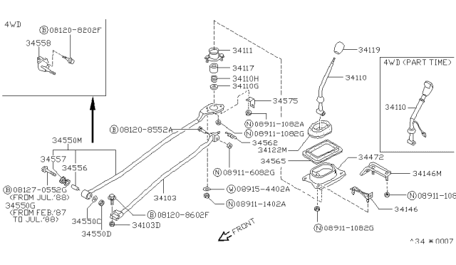 1989 Nissan Sentra Transmission Control & Linkage Diagram