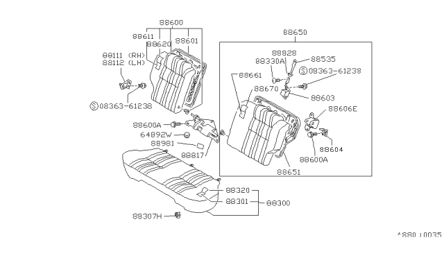 1989 Nissan Sentra Rear Seat Diagram 2