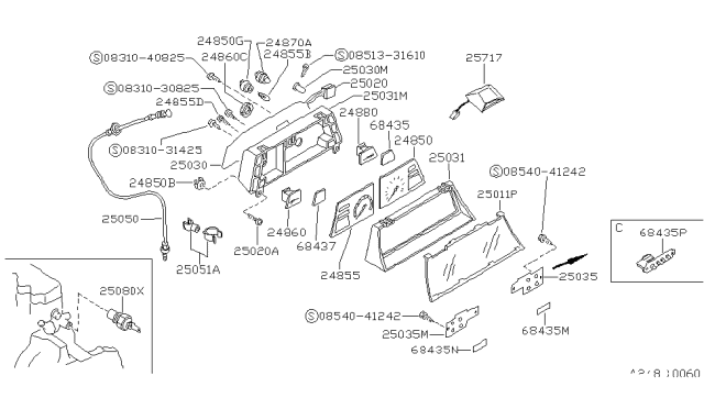 1988 Nissan Sentra Instrument Meter & Gauge Diagram 2