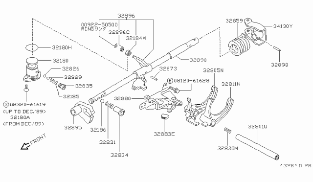 1989 Nissan Sentra Lever Assembly Select Diagram for 32880-D2101