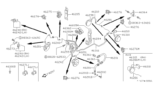 1989 Nissan Sentra Tube-Brake Front LH Diagram for 46242-60A00