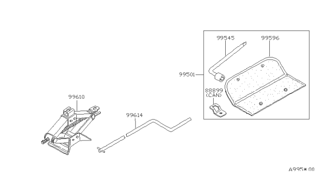 1988 Nissan Sentra Jack-Pantograph Type Diagram for 99550-60A00