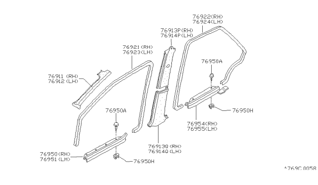 1987 Nissan Sentra Body Side Trimming Diagram 5