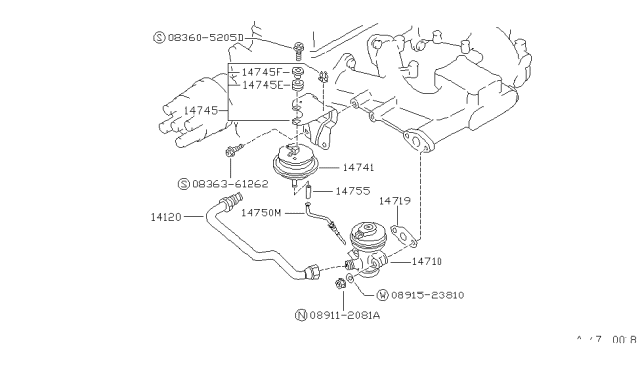 1989 Nissan Sentra EGR Parts Diagram 1