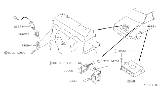 1989 Nissan Sentra Bracket-Control Unit Diagram for 25234-84A00