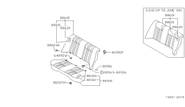 1990 Nissan Sentra Plug-Seat Back Diagram for 88648-50A00