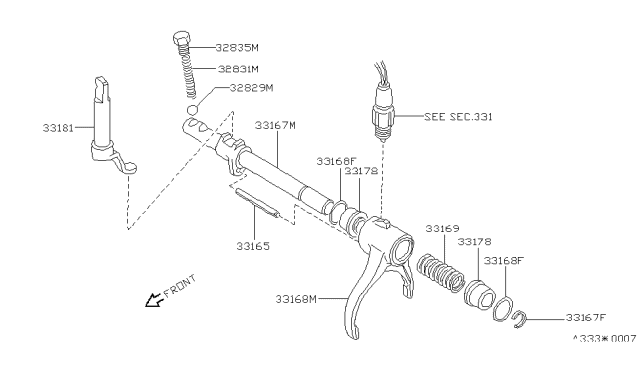 1989 Nissan Sentra Lever Assembly Shift Diagram for 33180-10R00