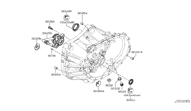 2010 Nissan Cube Transmission Case & Clutch Release Diagram 1